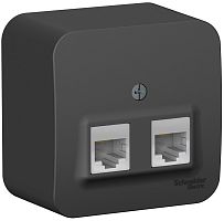 Розетка компьютерная накладная Systeme Electric Blanca 2-м. RJ45+RJ45 5e антрацит картинка